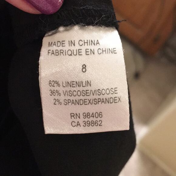 Theory Bree Strapless Black Linen Blend Romper Size 8 - Picture 7 of 8